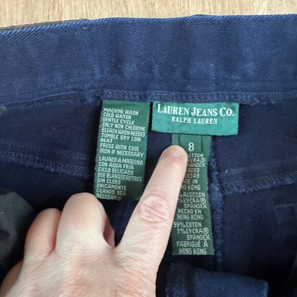 Lauren Jeans Co Ralph Lauren Women’s 8 Dark Blue Corduroy Pants Mid Rise - Picture 4 of 5